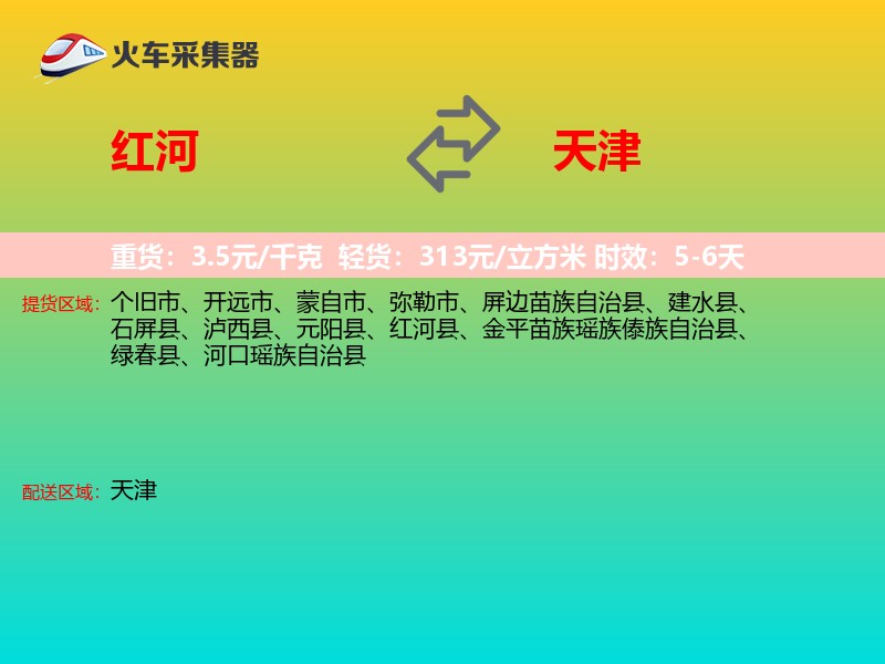 红河到天津轿车托运