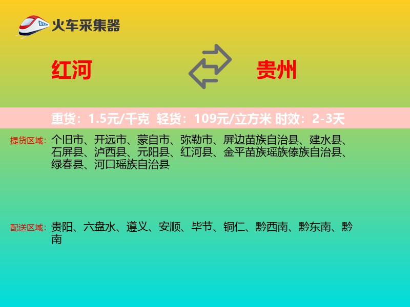 红河到贵州物流专线