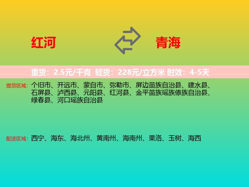 红河到青海长途搬家