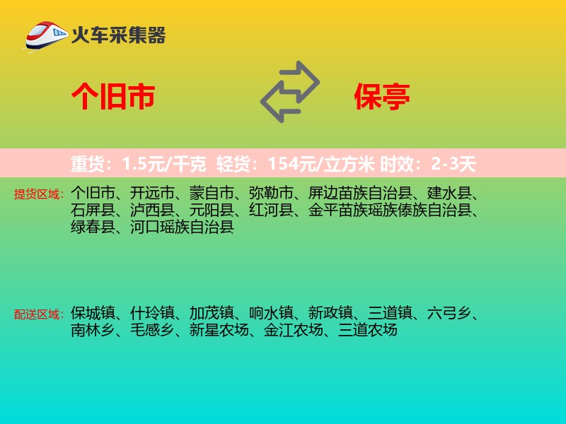 个旧市到保亭物流专线