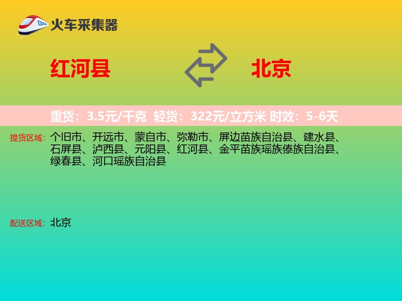 红河县到北京长途搬家