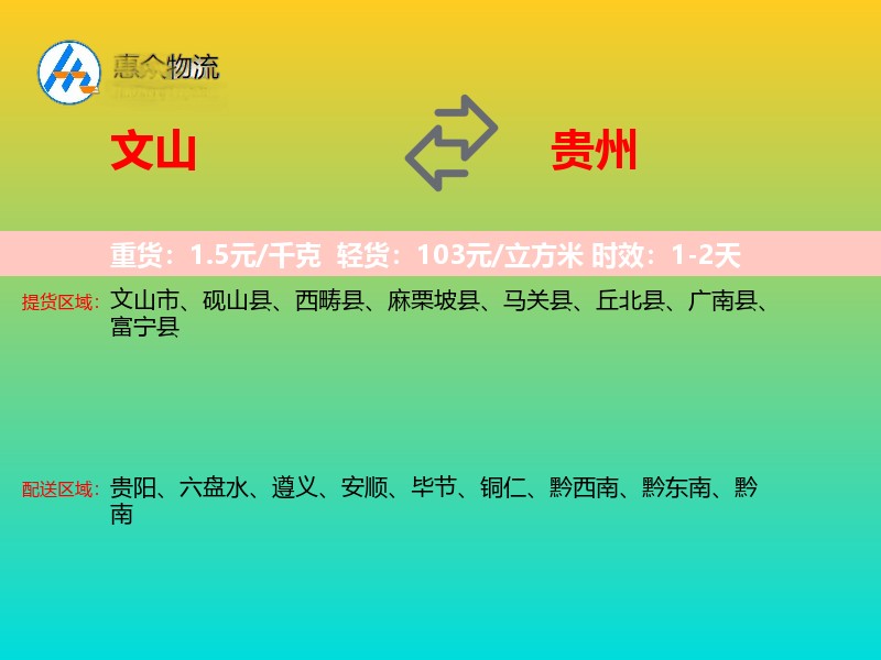 文山到贵州物流专线