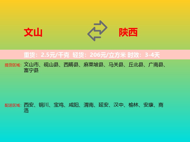 文山到陕西长途搬家