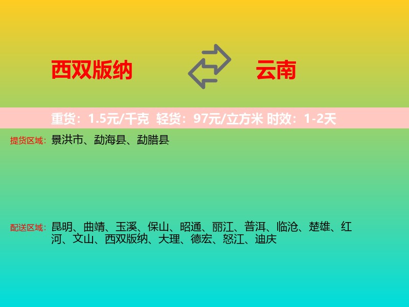 西双版纳到云南长途搬家