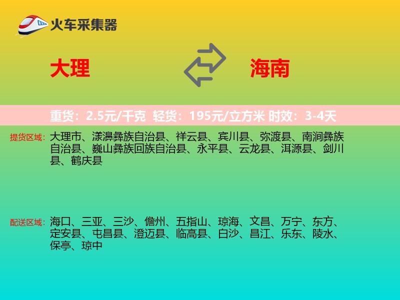 大理到海南物流专线