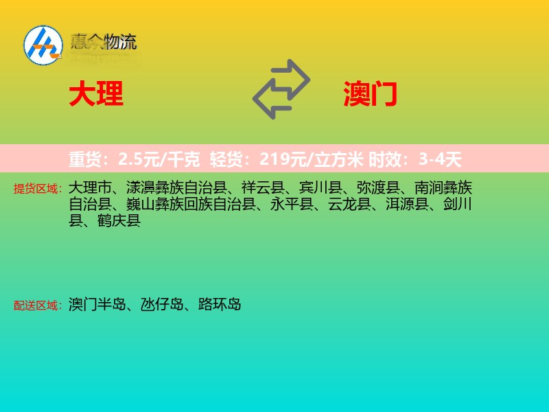 大理到澳门长途搬家