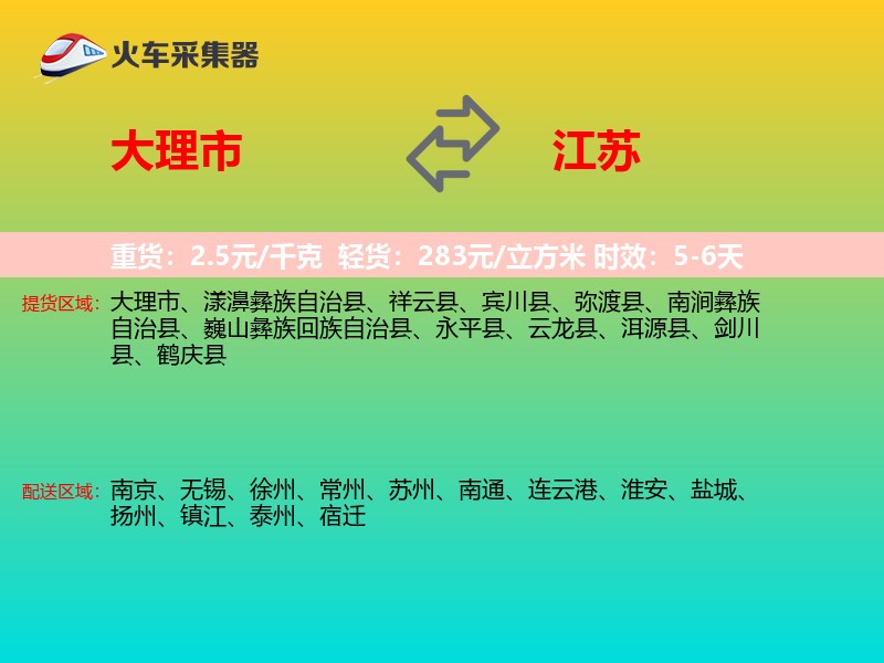 大理市到江苏长途搬家