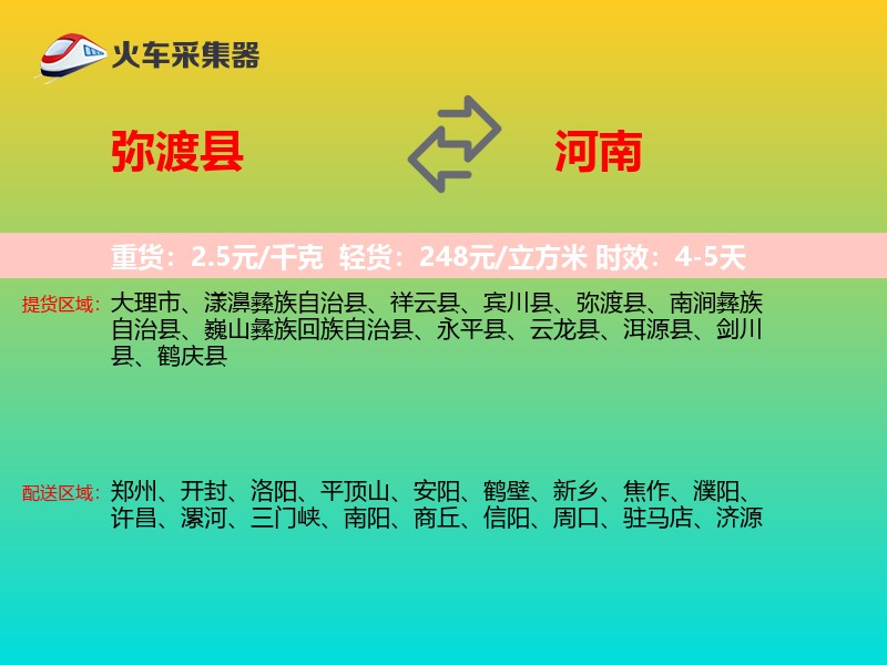 弥渡县到河南长途搬家