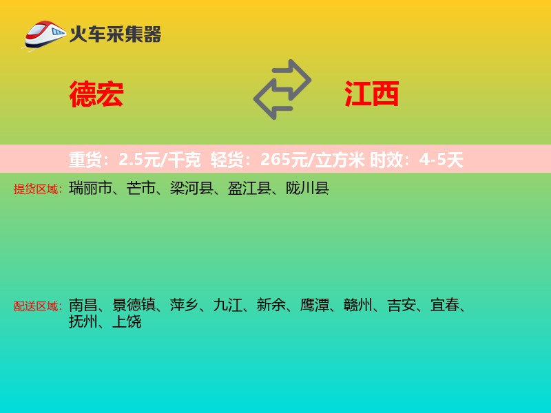 德宏到江西物流专线