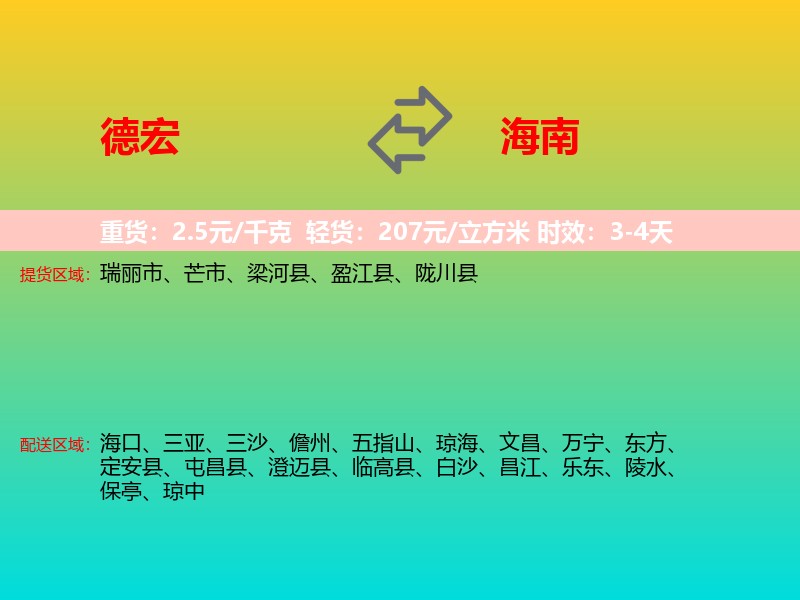 德宏到海南长途搬家