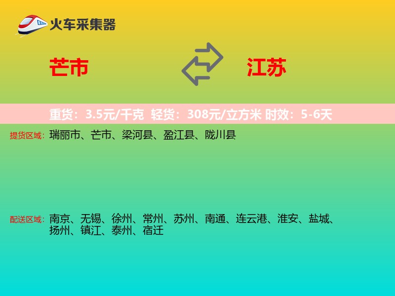 芒市到江苏物流专线