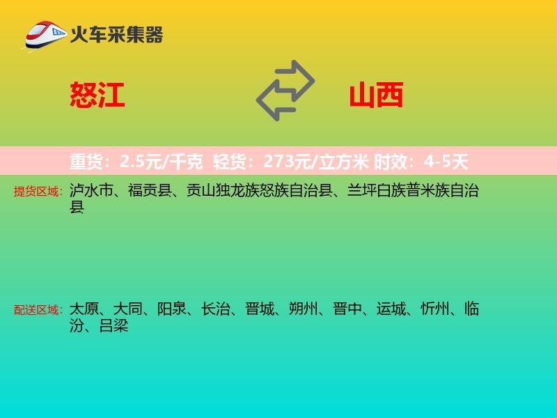怒江到山西物流专线