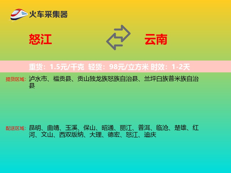 怒江到云南物流专线