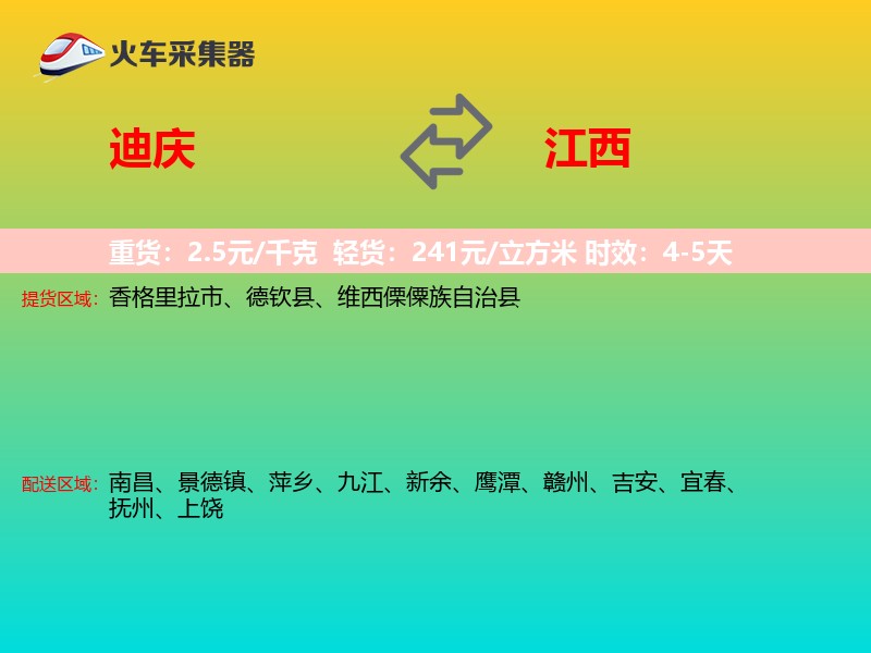 迪庆到江西长途搬家