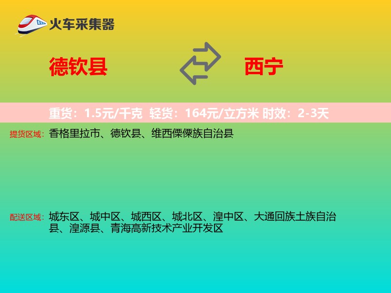 德钦县到西宁物流专线