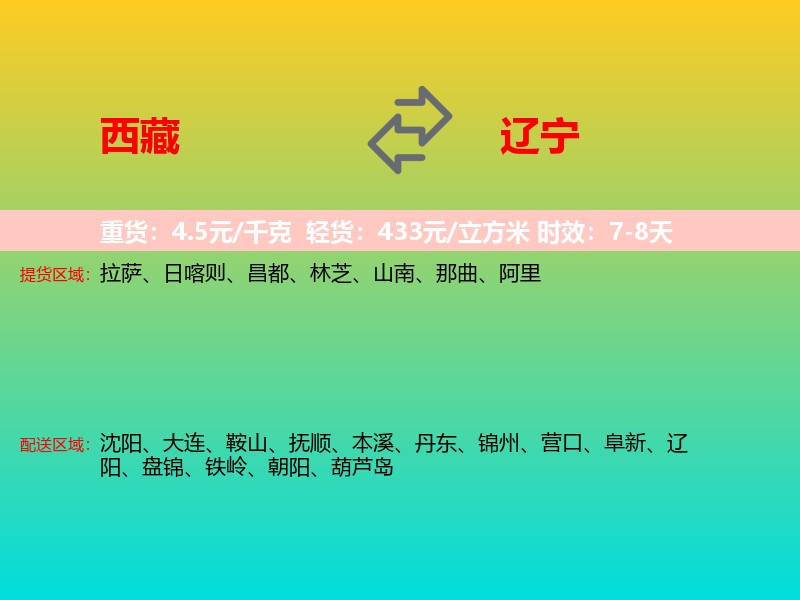 西藏到辽宁长途搬家