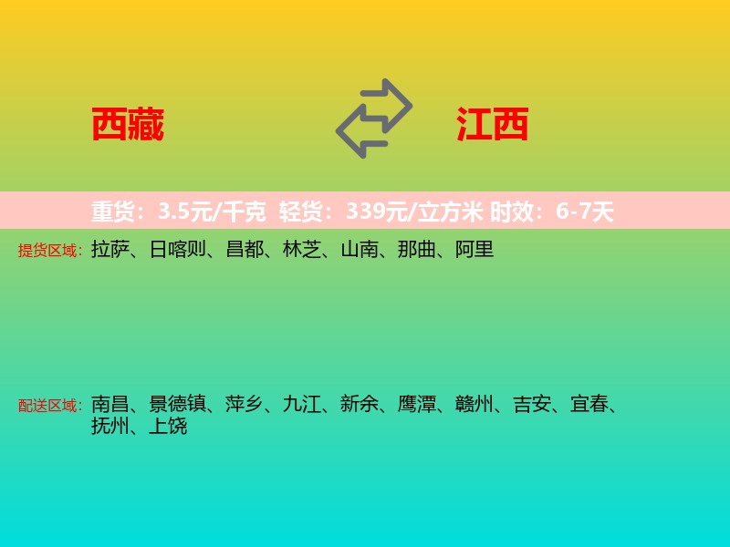 西藏到江西长途搬家