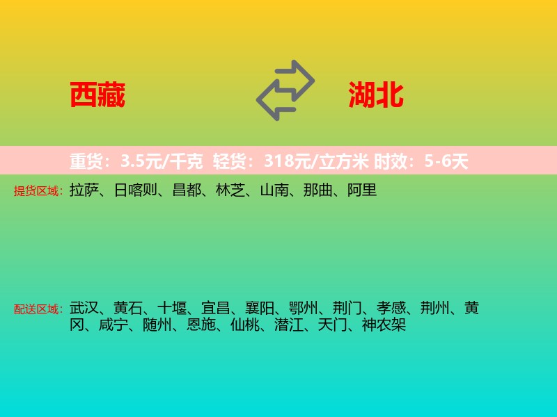 西藏到湖北长途搬家