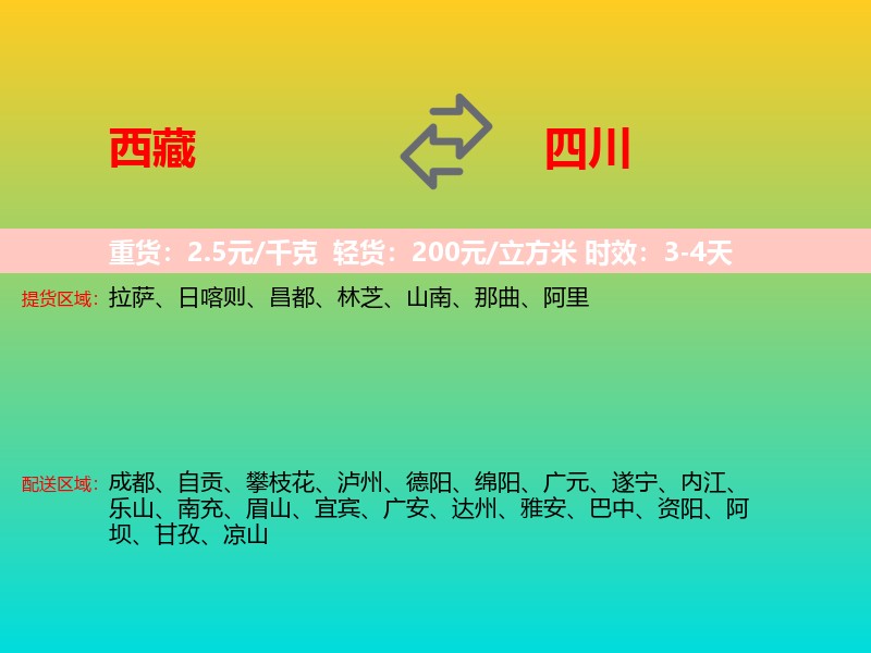 西藏到四川长途搬家