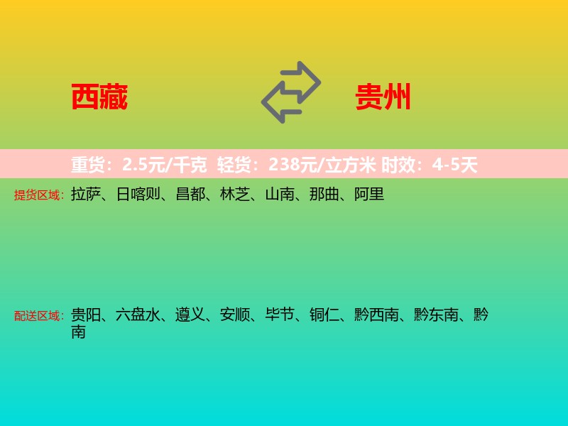 西藏到贵州长途搬家