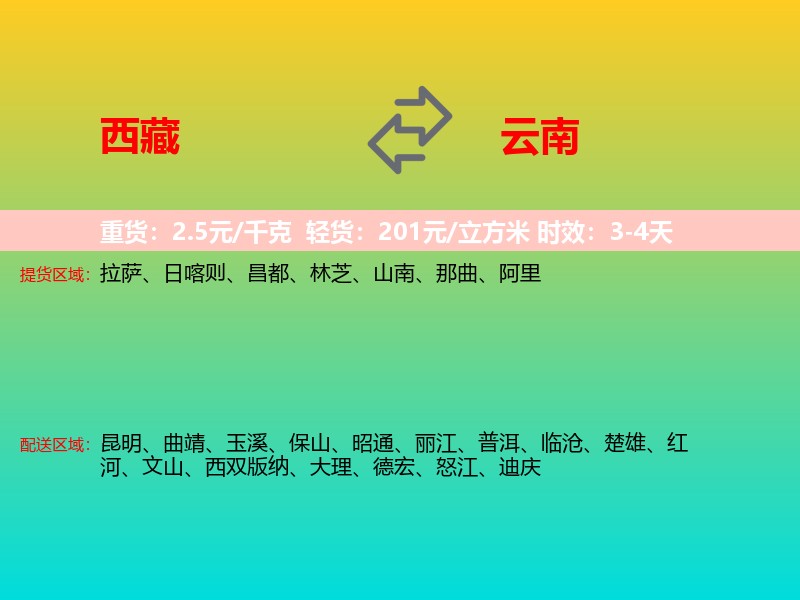西藏到云南长途搬家