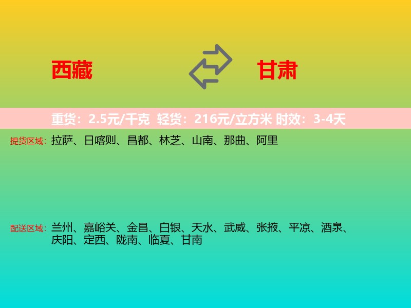 西藏到甘肃长途搬家