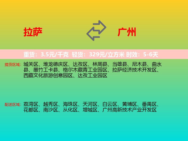 拉萨到广州物流专线价格时效