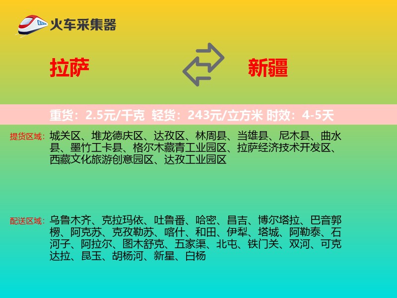 拉萨到新疆物流专线
