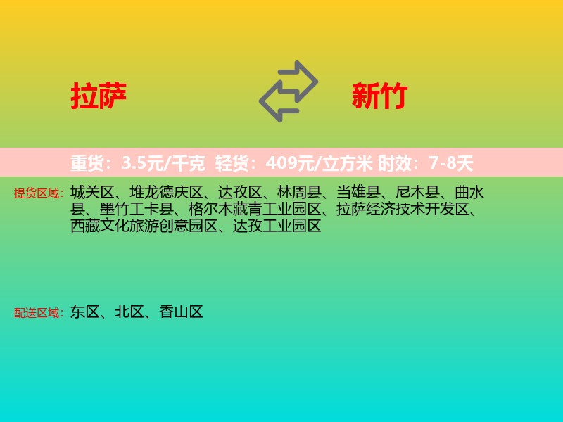 拉萨到新竹物流专线价格时效