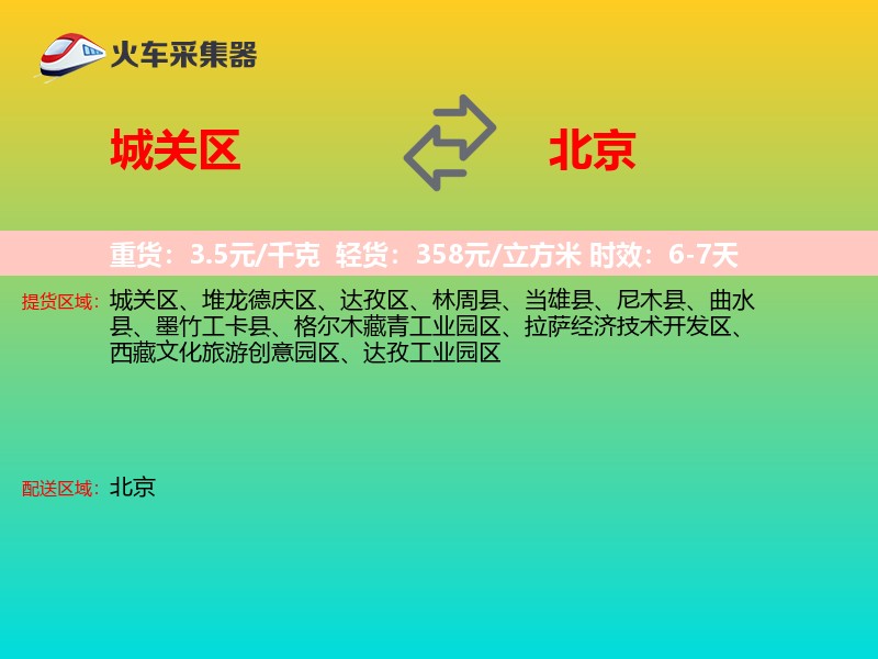 城关区到北京物流专线