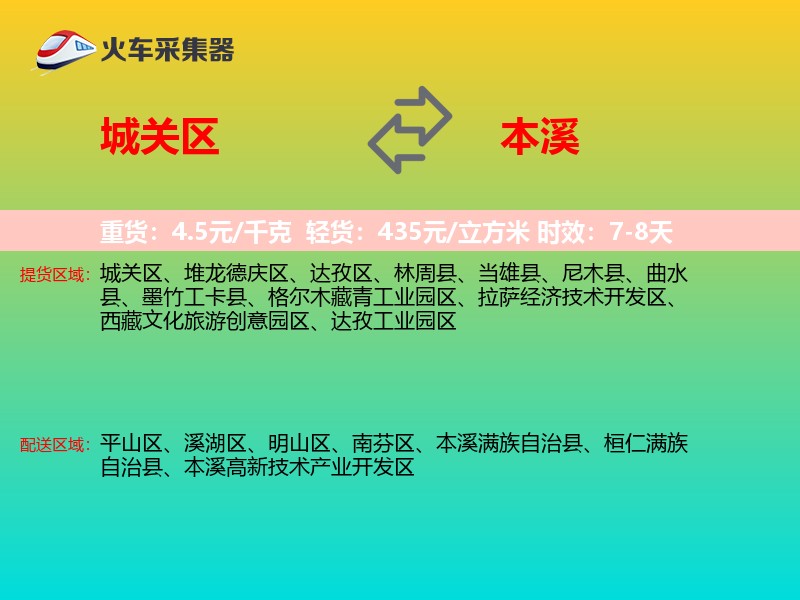 城关区到本溪物流专线