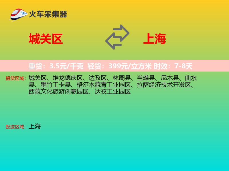 城关区到上海物流专线