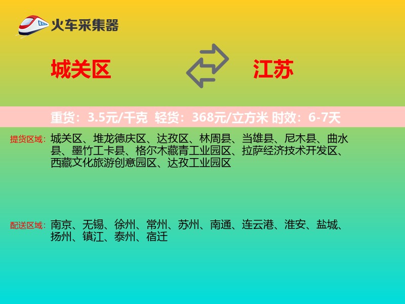城关区到江苏物流专线