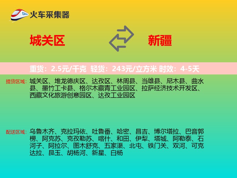 城关区到新疆物流专线