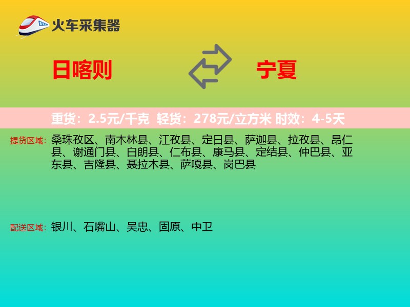 日喀则到宁夏长途搬家