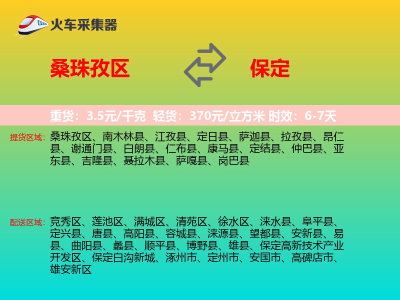 桑珠孜区到保定物流专线