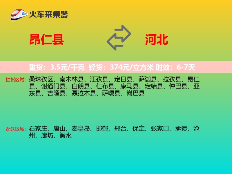 昂仁县到河北轿车托运
