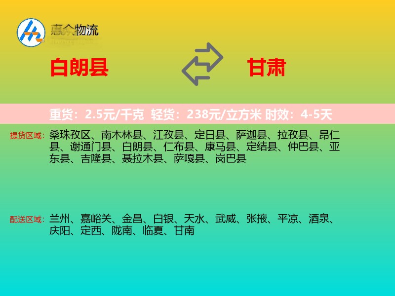 白朗县到甘肃长途搬家