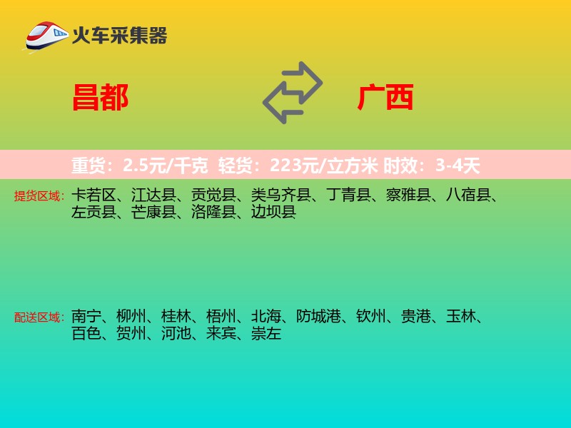 昌都到广西物流专线