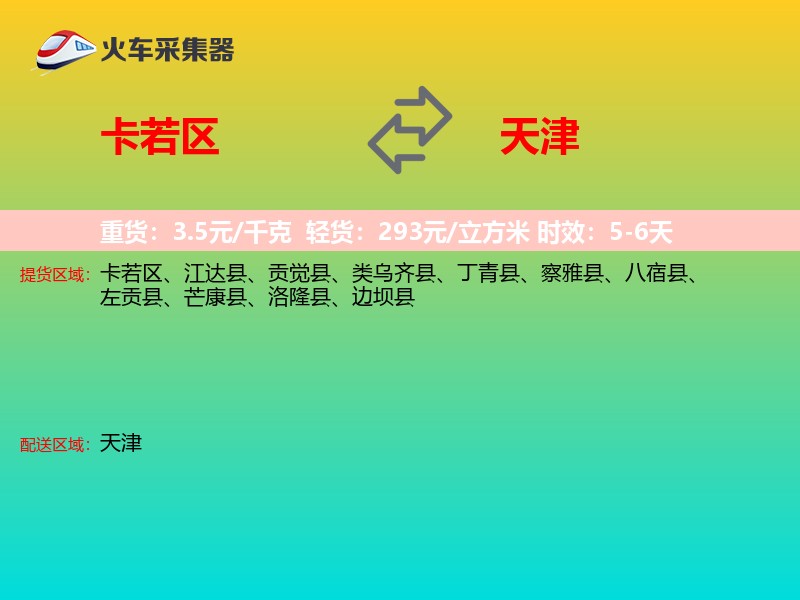 卡若区到天津物流专线