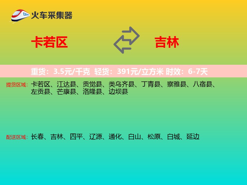 卡若区到吉林物流专线