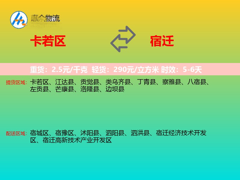 卡若区到宿迁物流专线