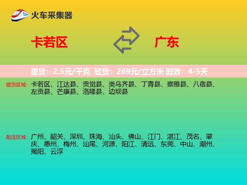 卡若区到广东物流专线