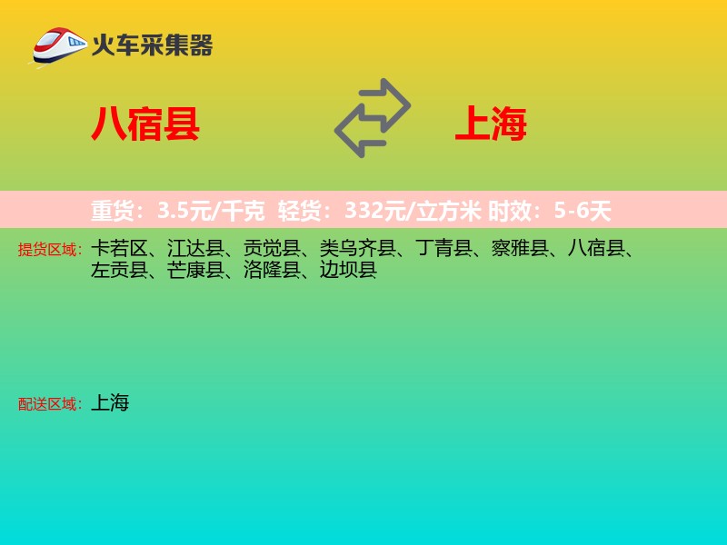八宿县到上海物流专线