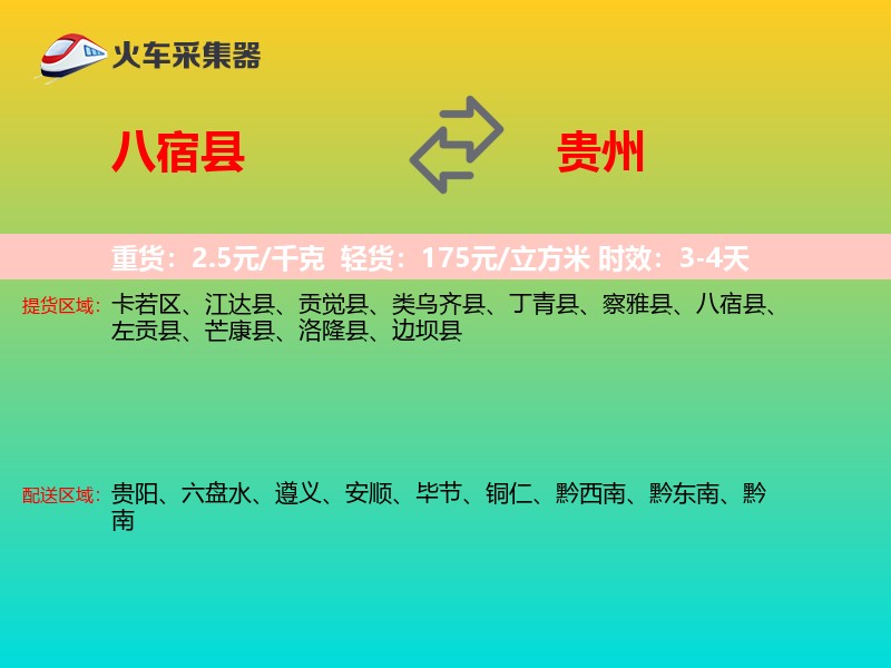 八宿县到贵州物流专线
