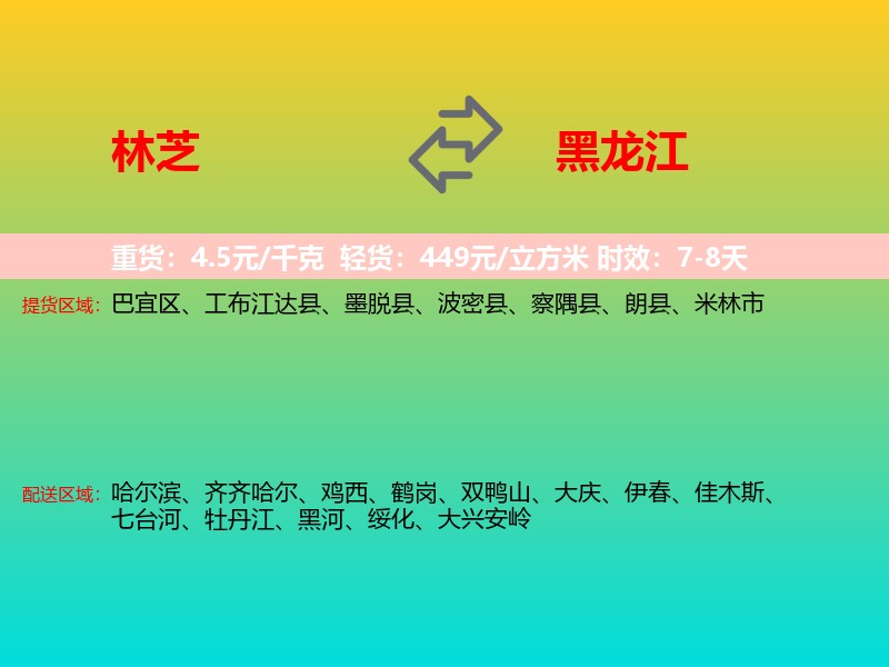 林芝到黑龙江长途搬家