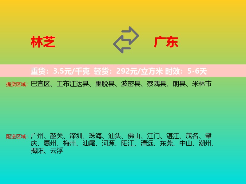 林芝到广东长途搬家