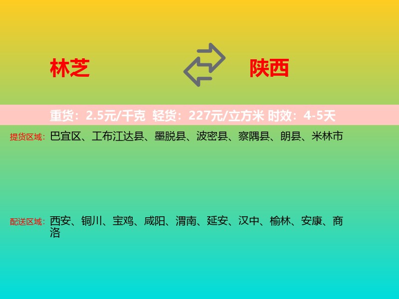 林芝到陕西长途搬家