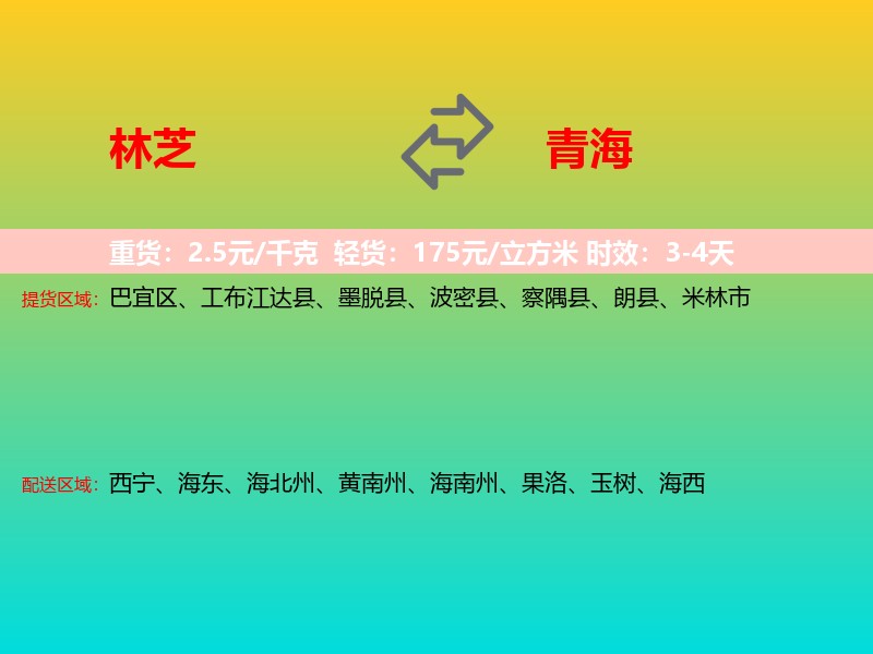 林芝到青海长途搬家