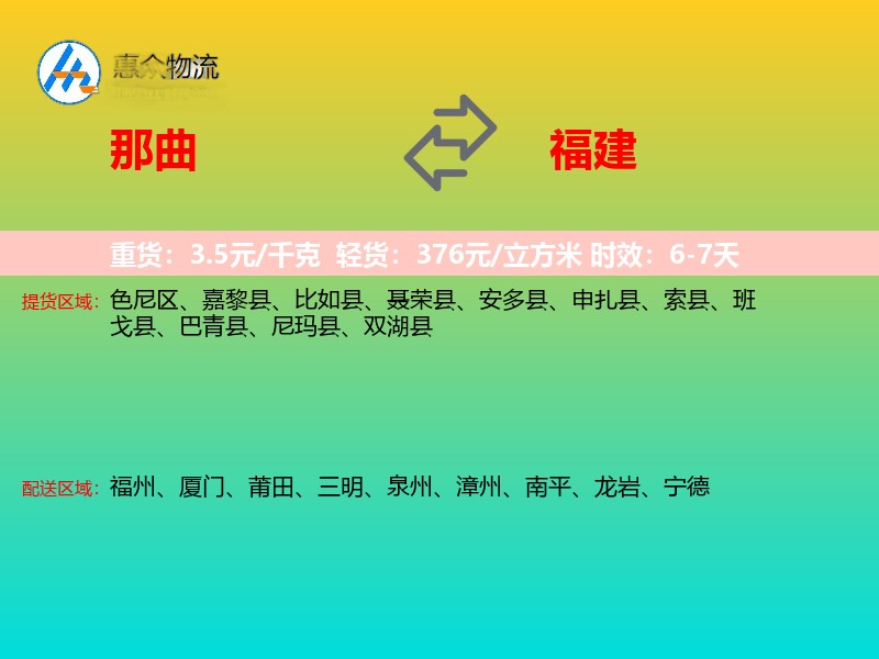 那曲到福建长途搬家